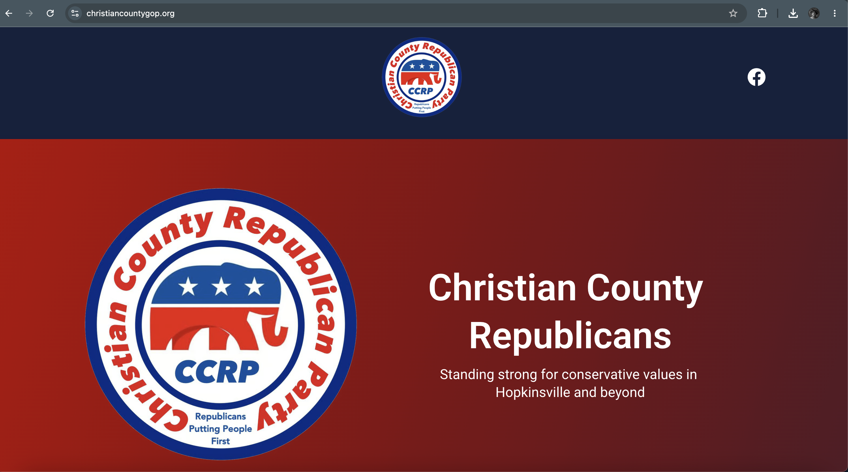 Desktop screenshot of the Christian County GOP website
